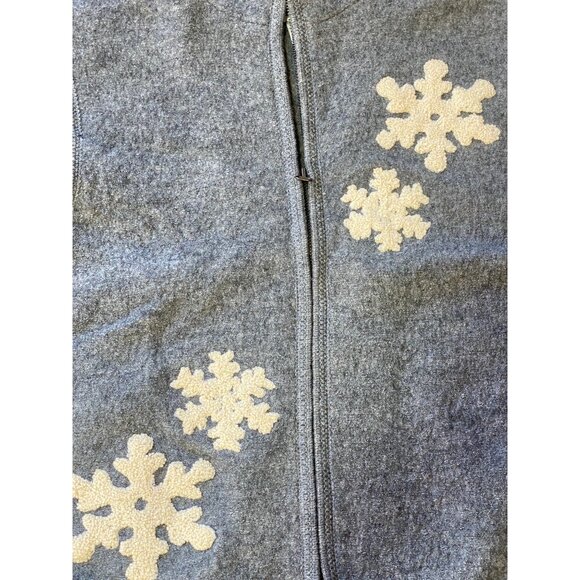Vintage Women's Grey Snowflake Holiday Vest Size M Boiled Wool Full Zip Tassel - Picture 2 of 7
